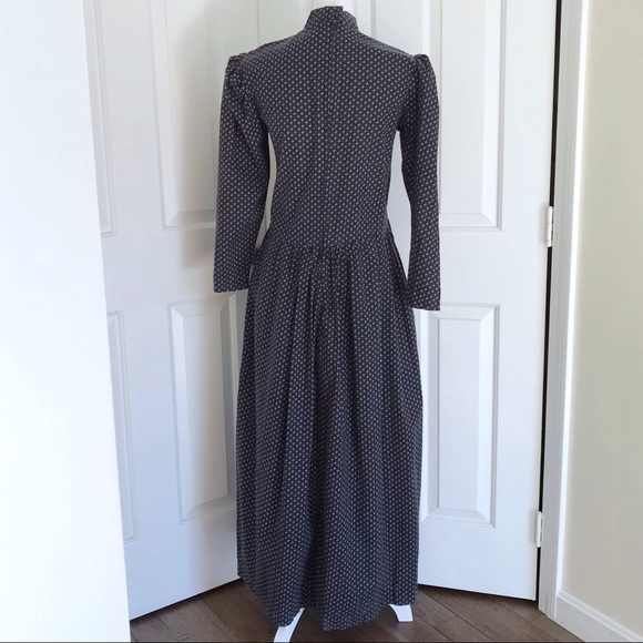 Nice Things Calico Embroidery Dress in Navy